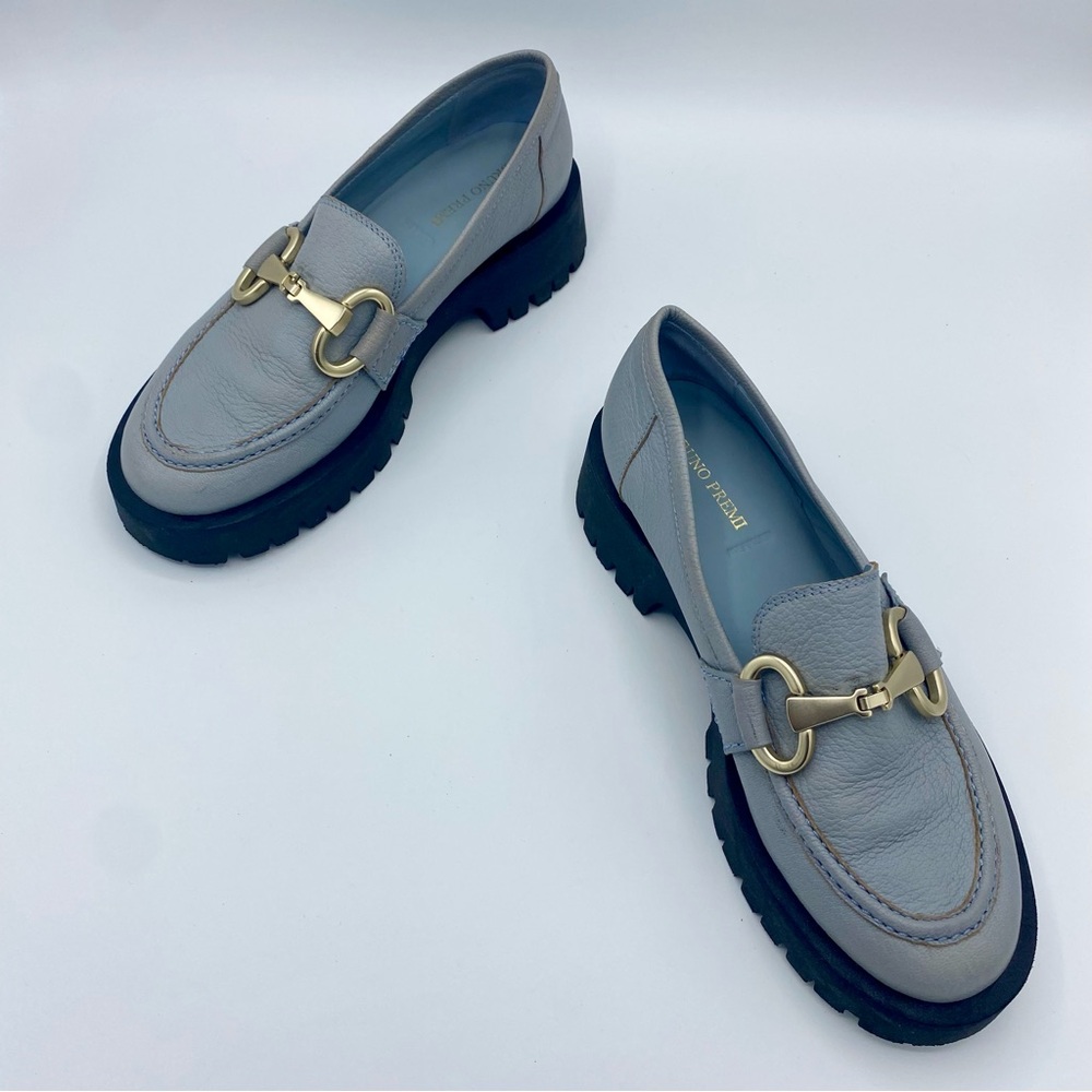 Anthropologie Bruno Premi Blue Hardware Platform Loafers Size 38 / US 7.5 - Picture 15 of 15